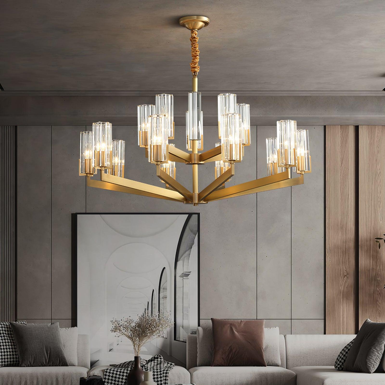 Lustra Lustre Laiton Verre Moderne