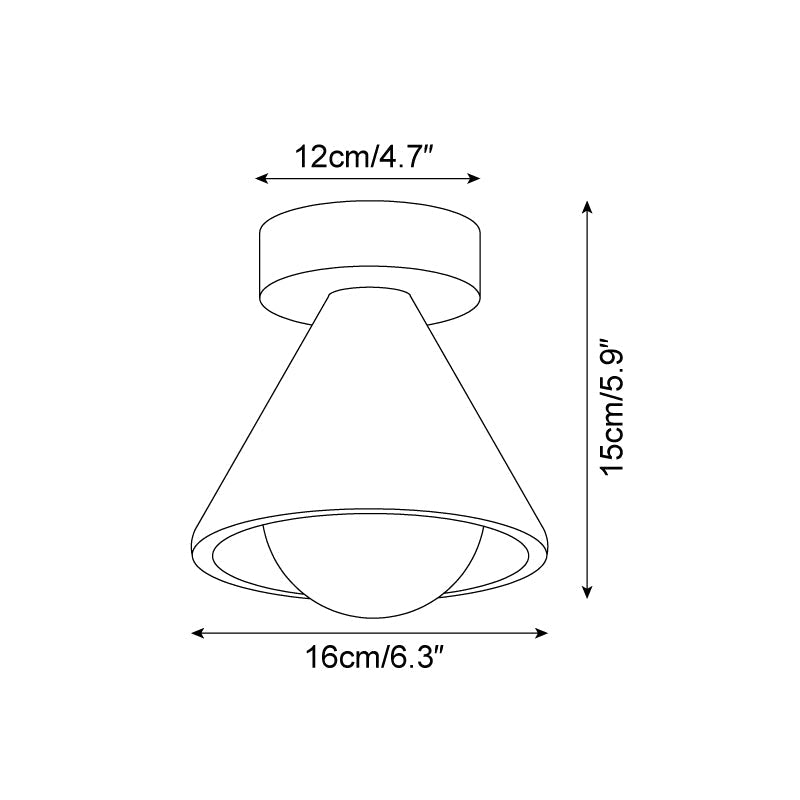 Hudon Lampe Plafonnier Semi-Encastrée en Cone de Travertin