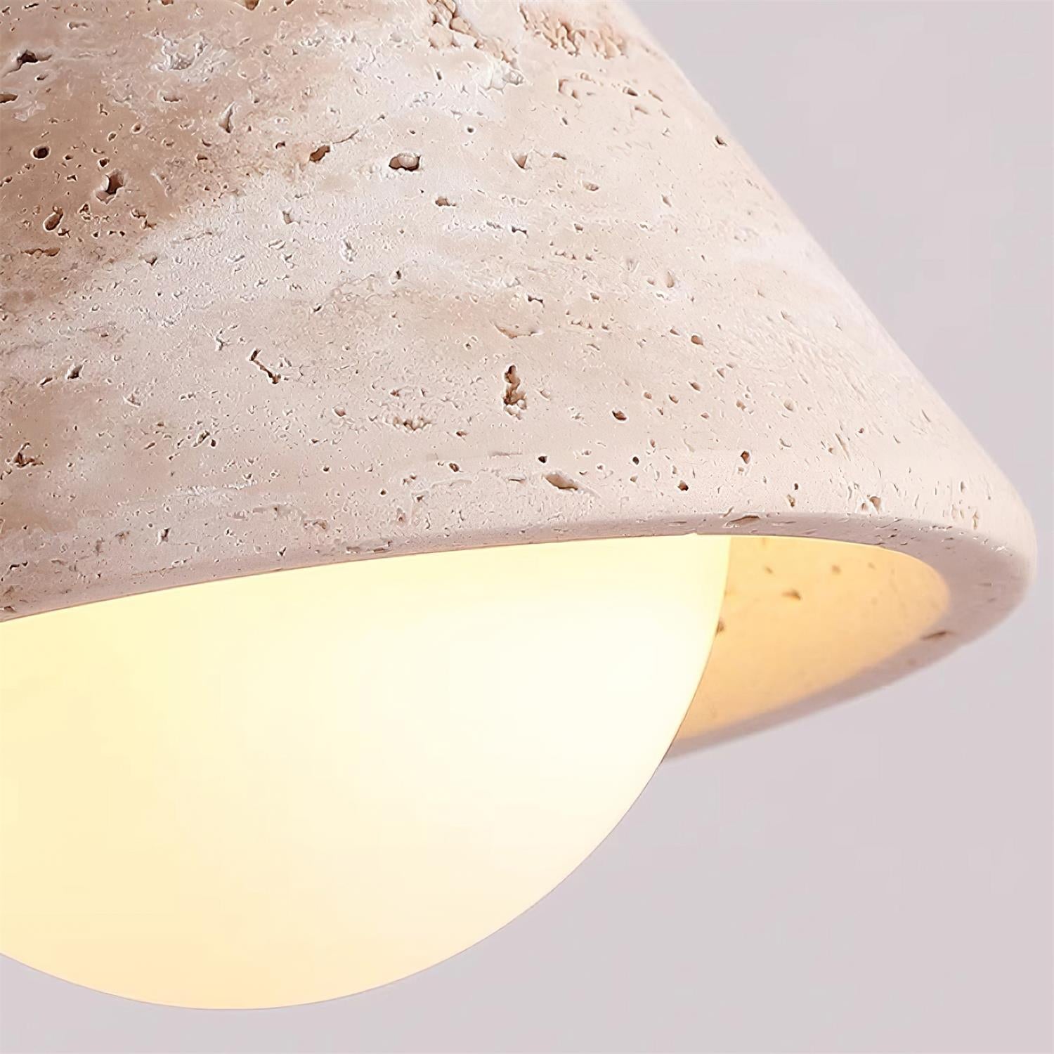 Hudon Lampe Plafonnier Semi-Encastrée en Cone de Travertin