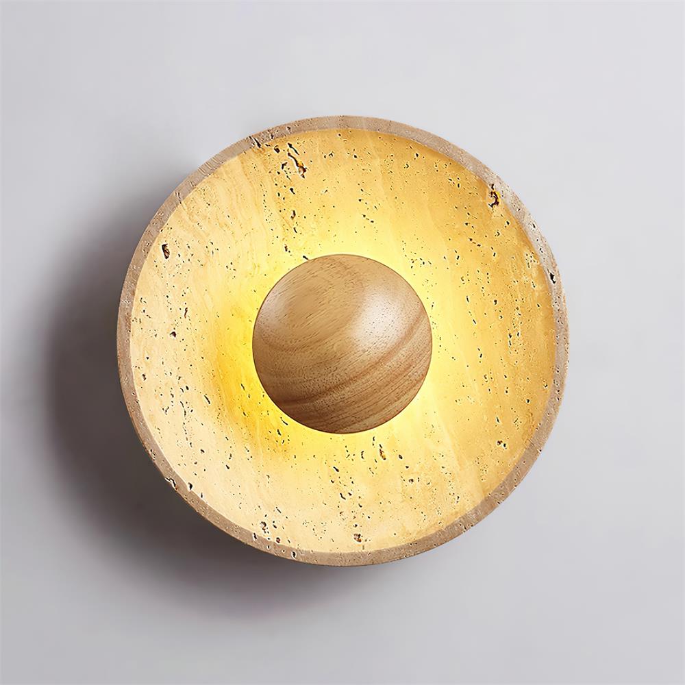 Gionne Applique Murale en Bois et Travertin