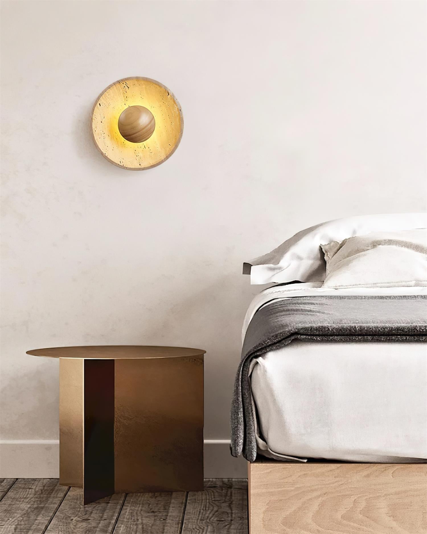 Gionne Applique Murale en Bois et Travertin