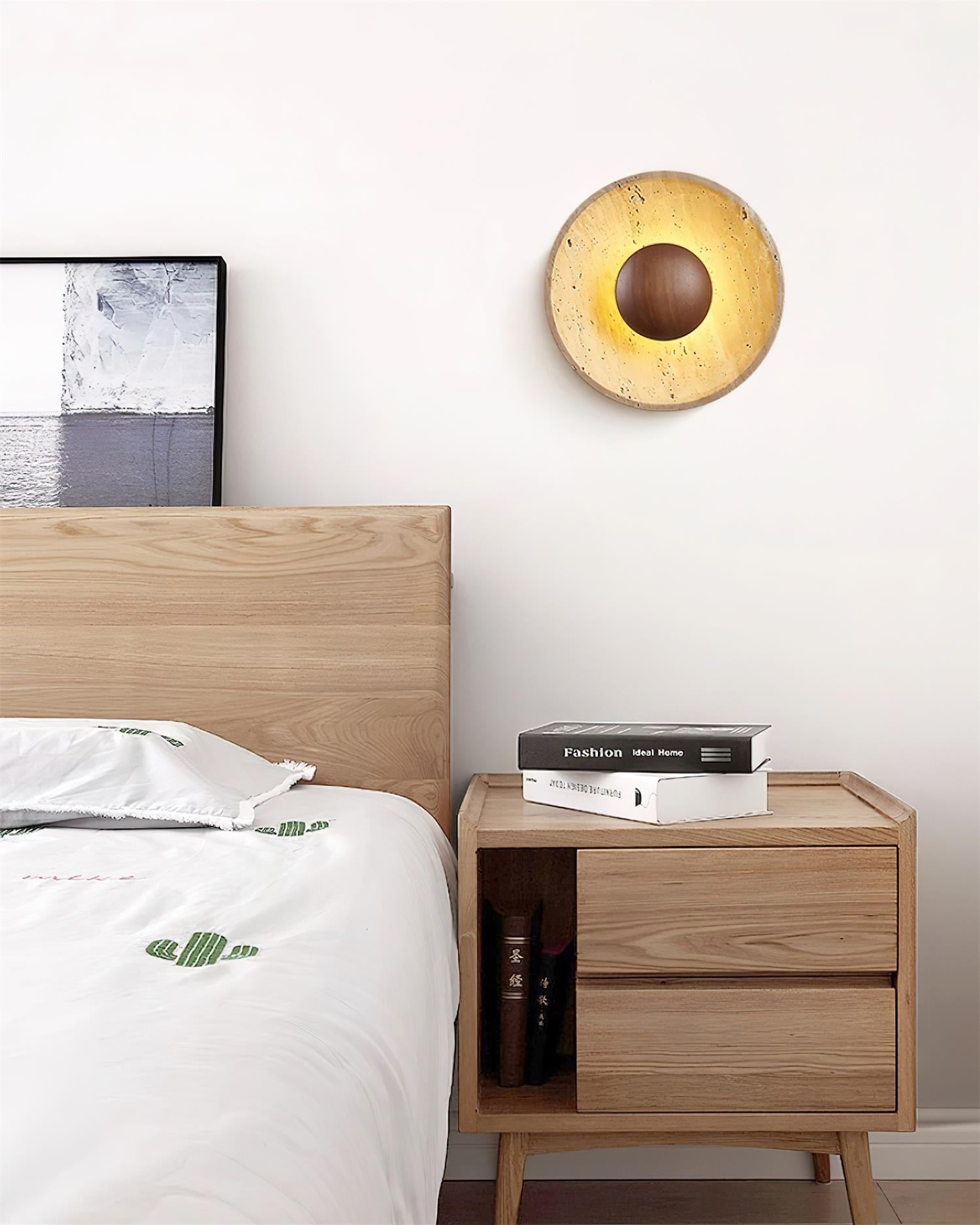 Gionne Applique Murale en Bois et Travertin