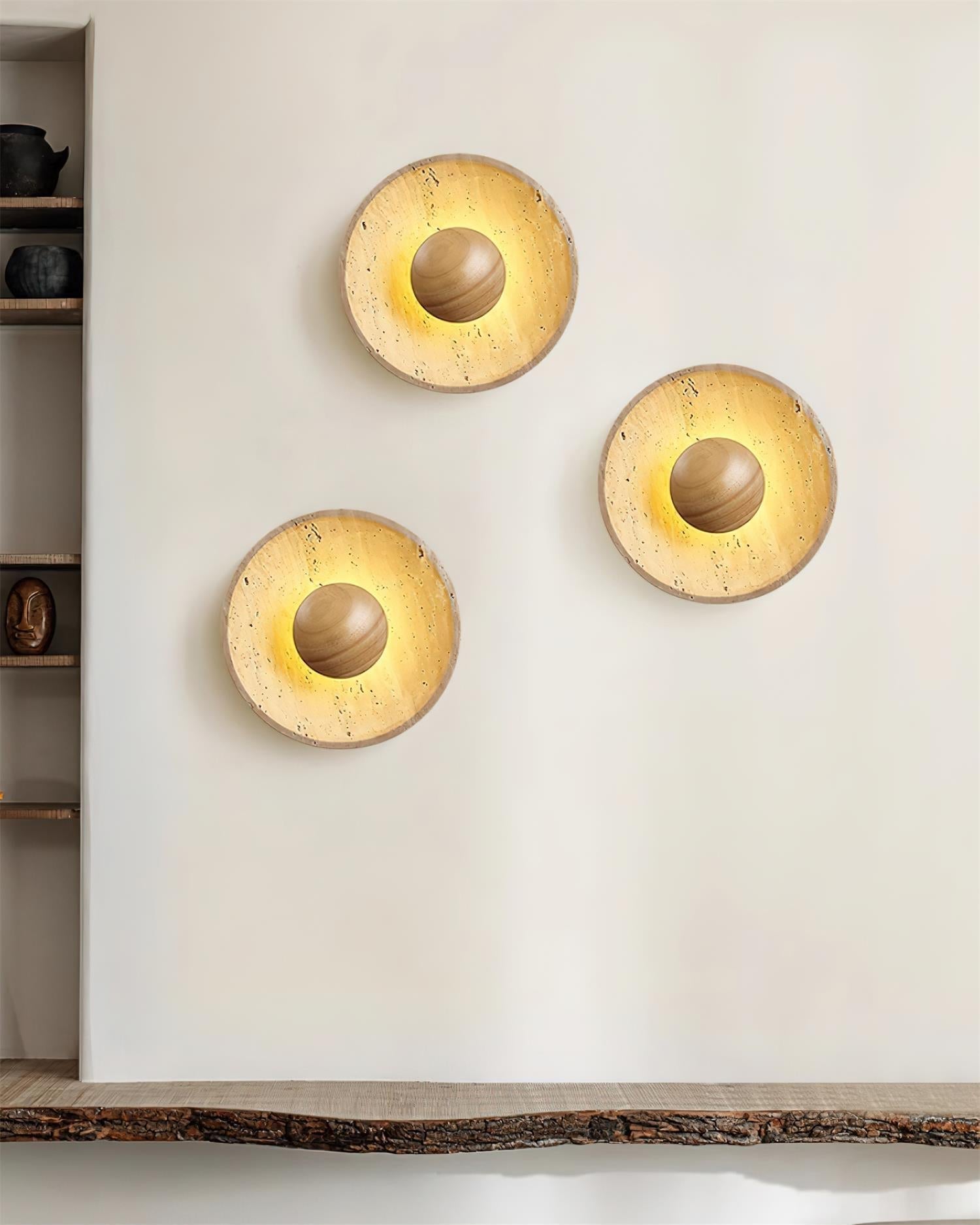 Gionne Applique Murale en Bois et Travertin