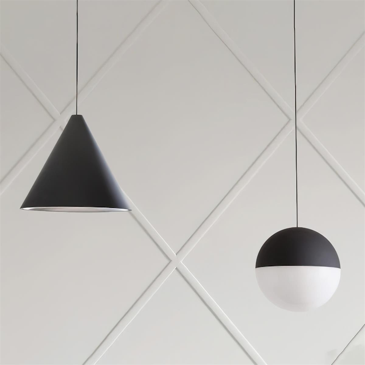 Cone Suspension Abat-jour Conique Noir pour Style Industriel Moderne