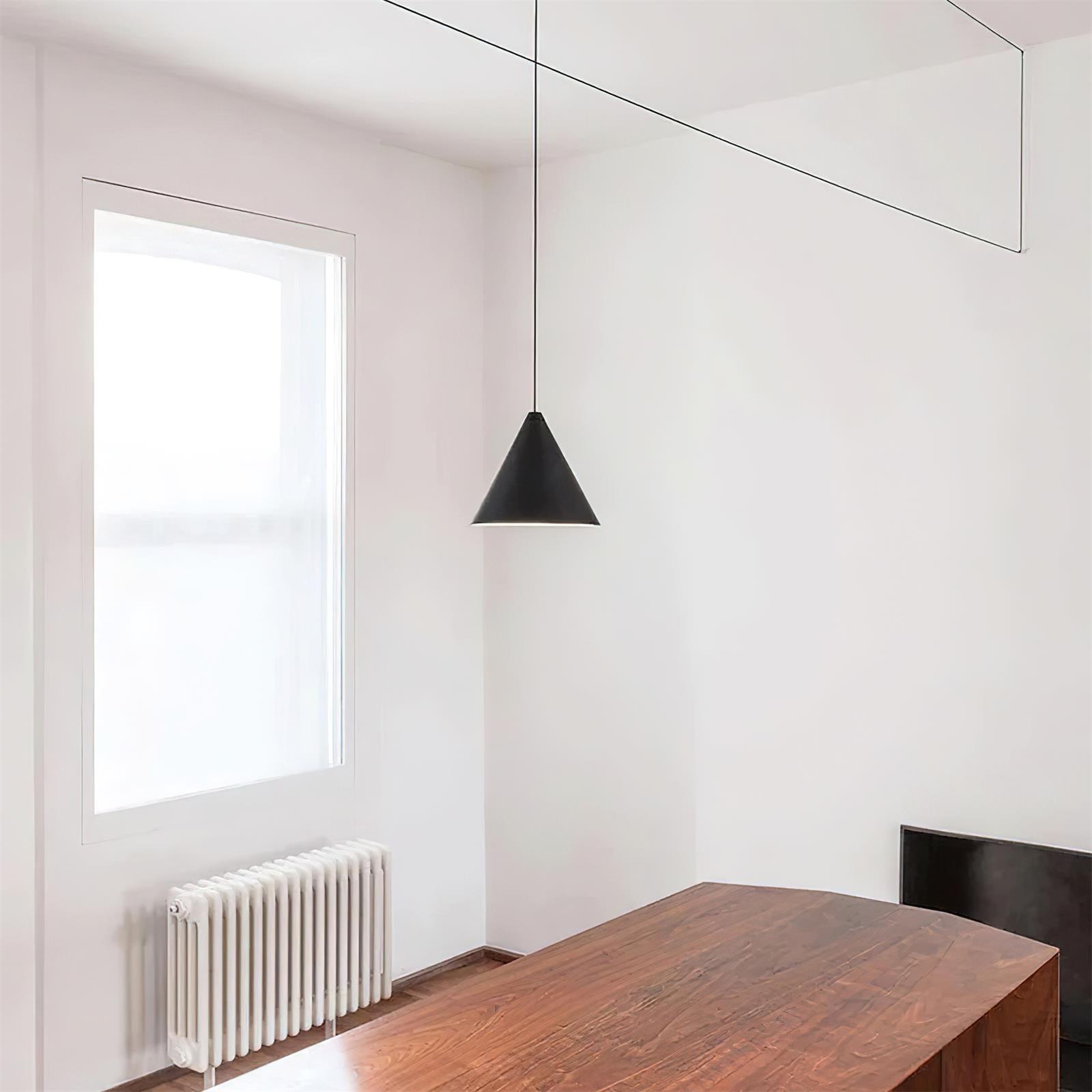 Cone Suspension Abat-jour Conique Noir pour Style Industriel Moderne