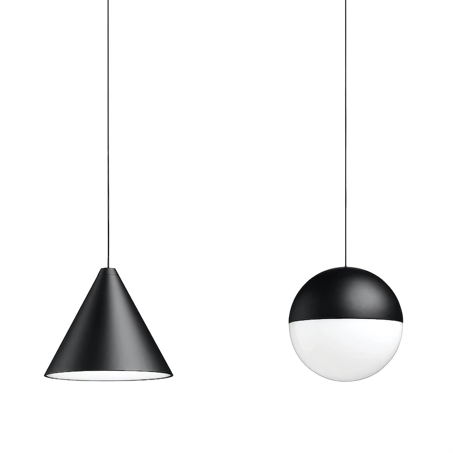 Cone Suspension Abat-jour Conique Noir pour Style Industriel Moderne