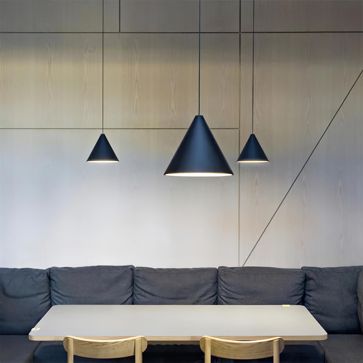 Cone Suspension Abat-jour Conique Noir pour Style Industriel Moderne