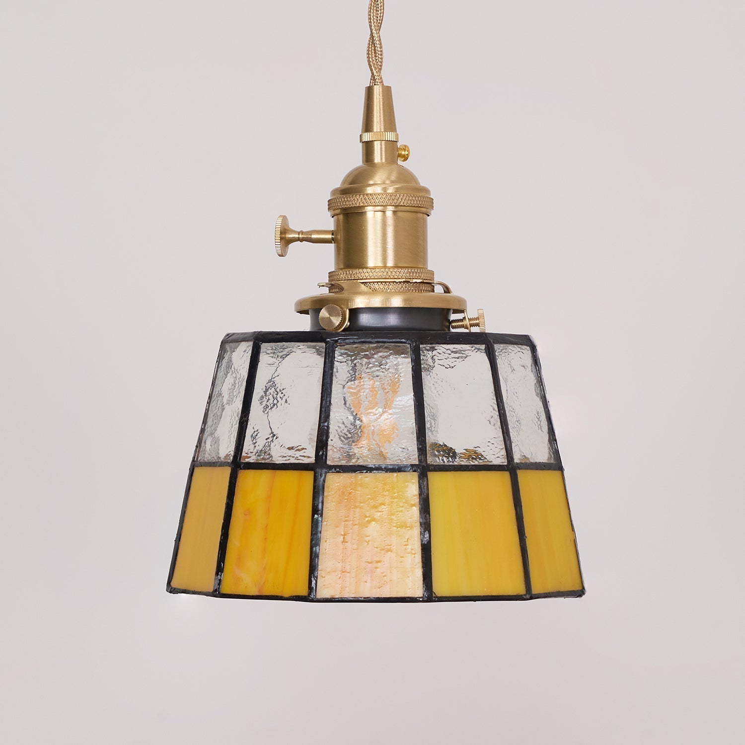 Suspension Coloré Verre Ombre Ancien Modèle Laiton Rétro