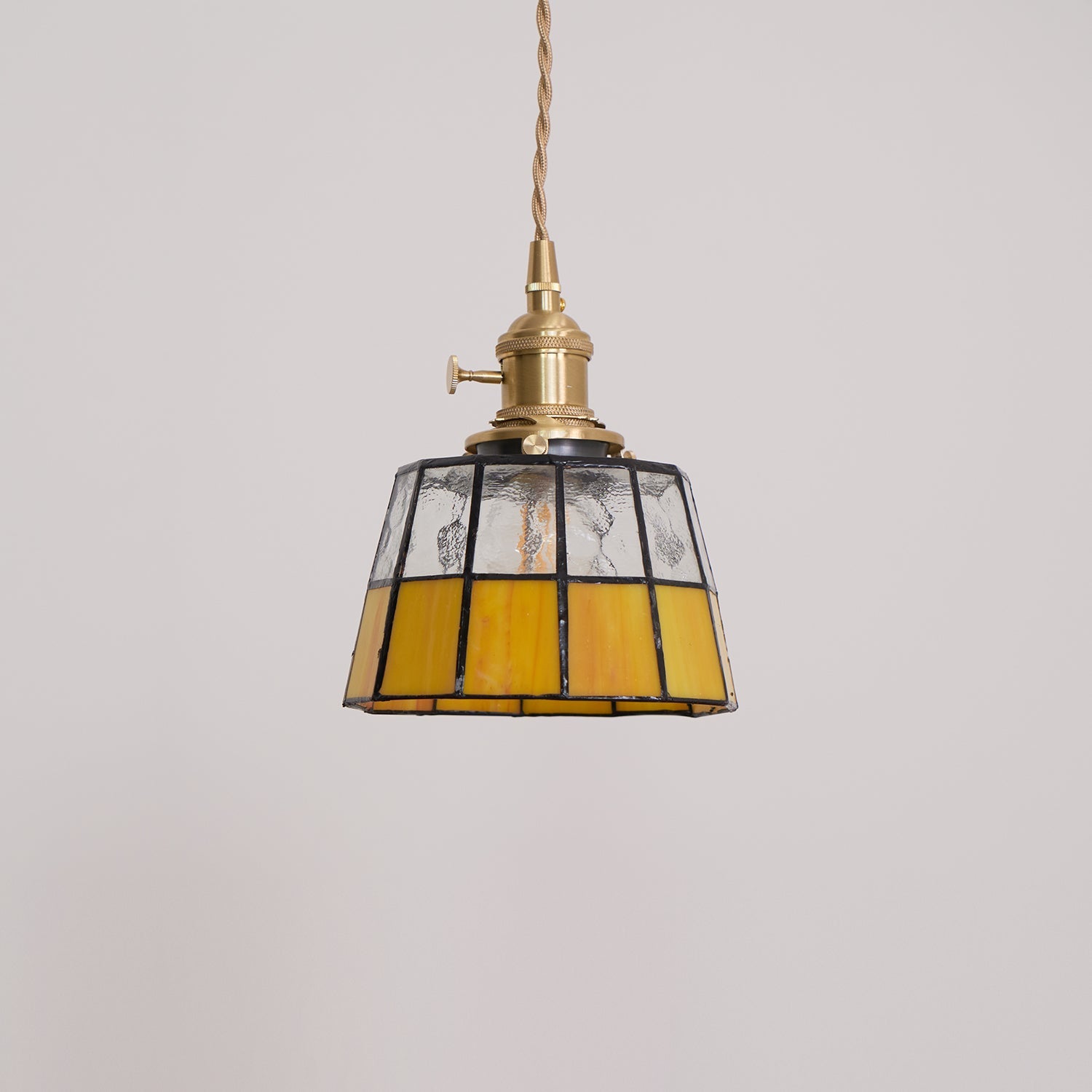 Suspension Coloré Verre Ombre Ancien Modèle Laiton Rétro