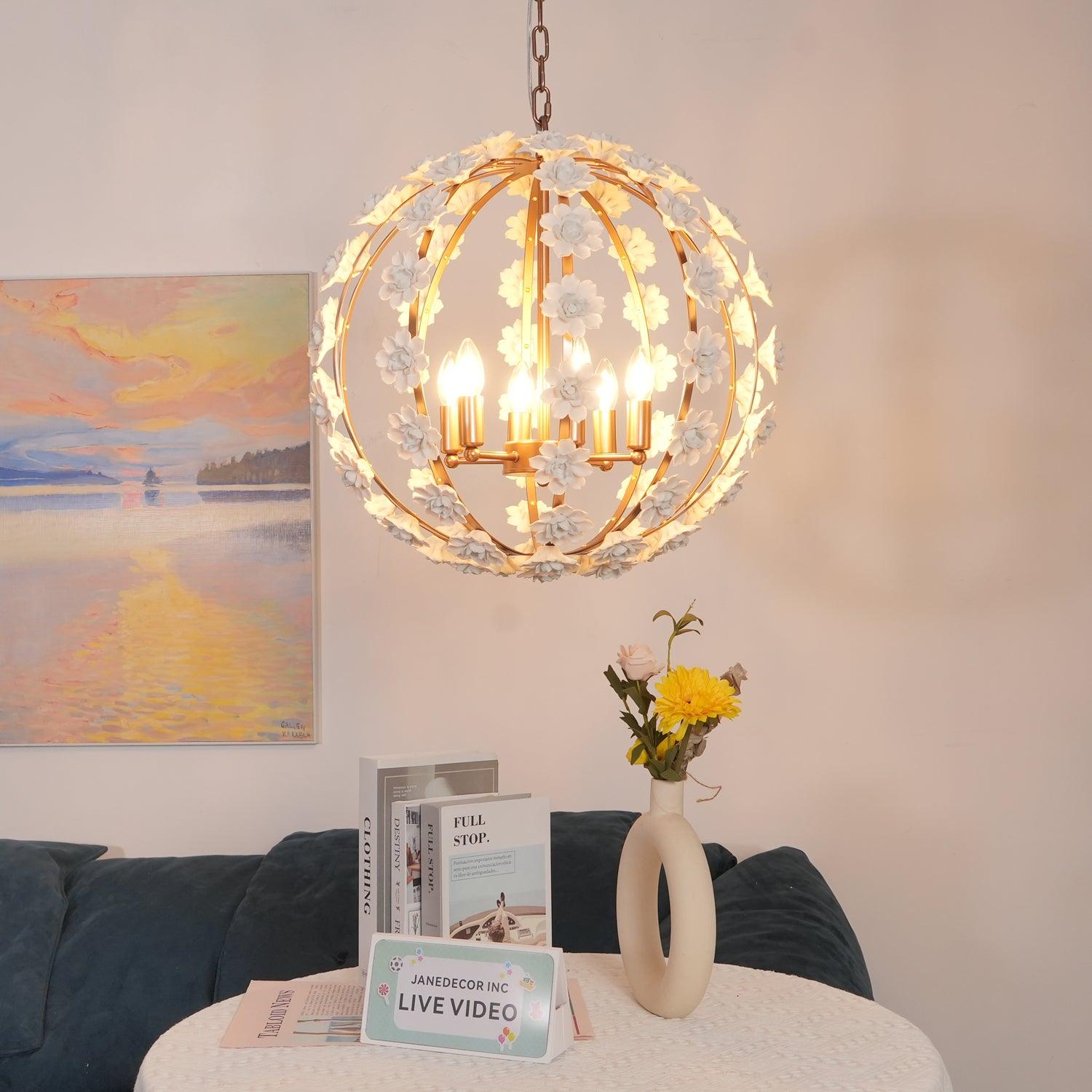 Kelly Suspension Globe Floral Rustique