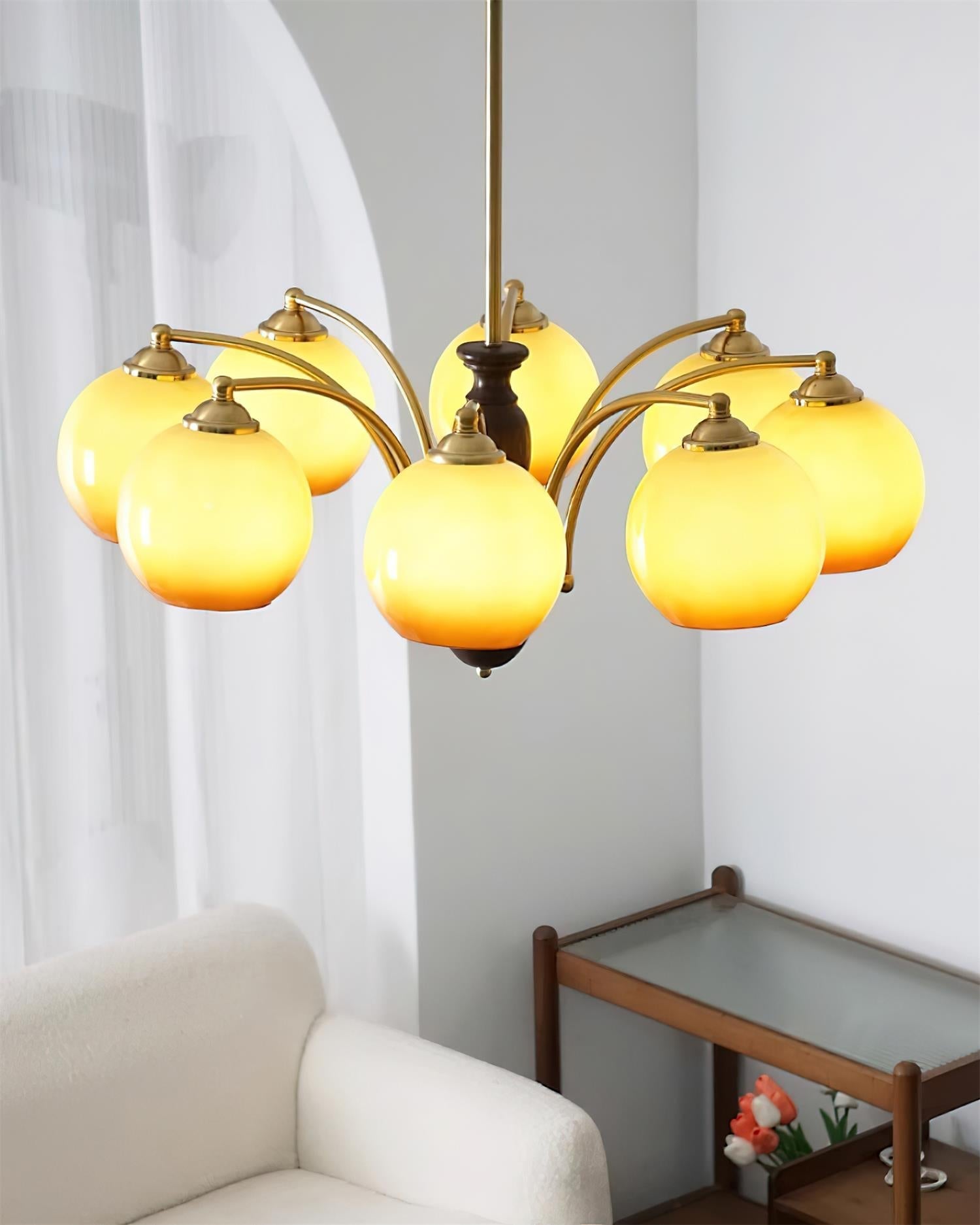 Viora Lustre Bois Verre Mid-Century