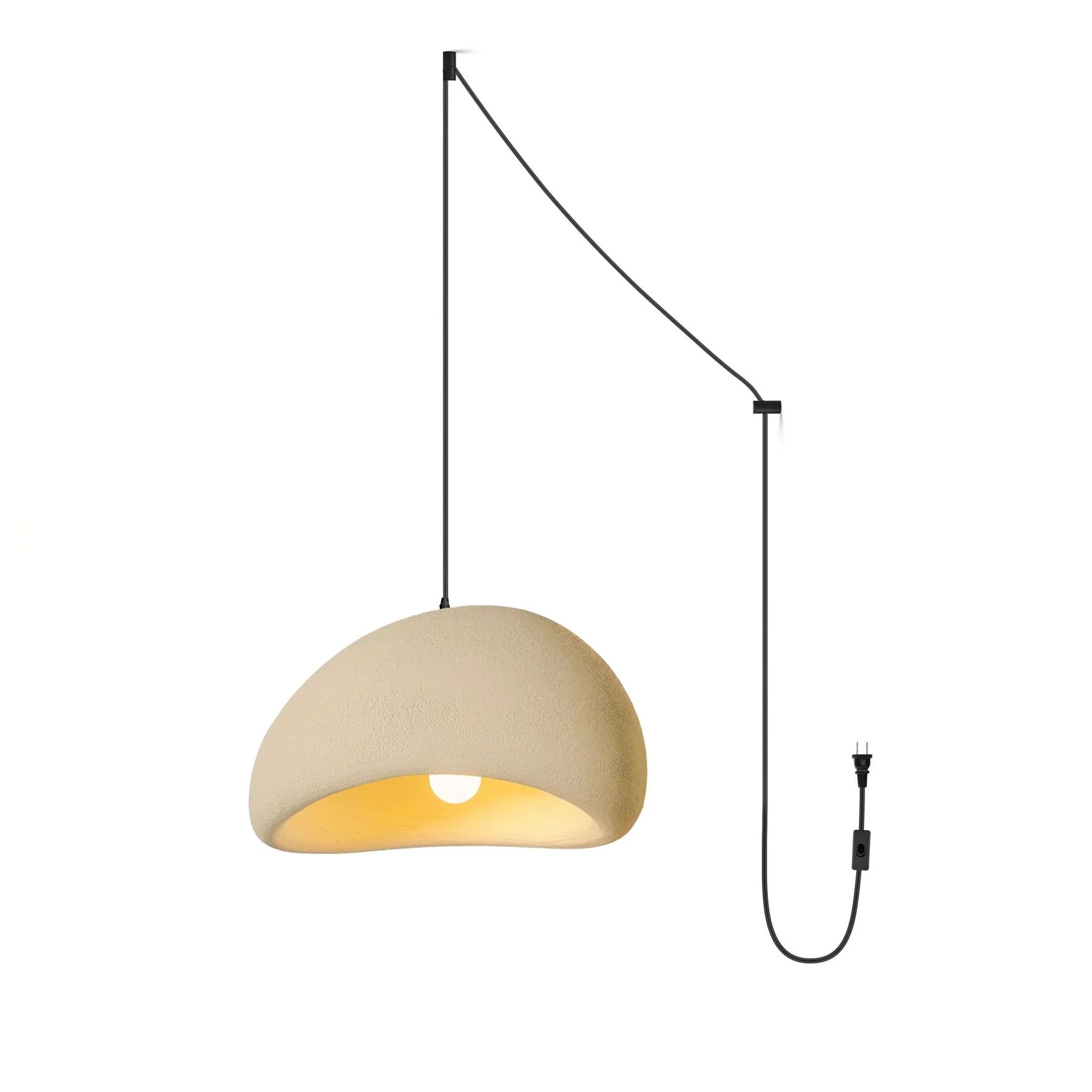 Solara Pendant Lamp Plaster Half Dome Plug In Wabi Sabi
