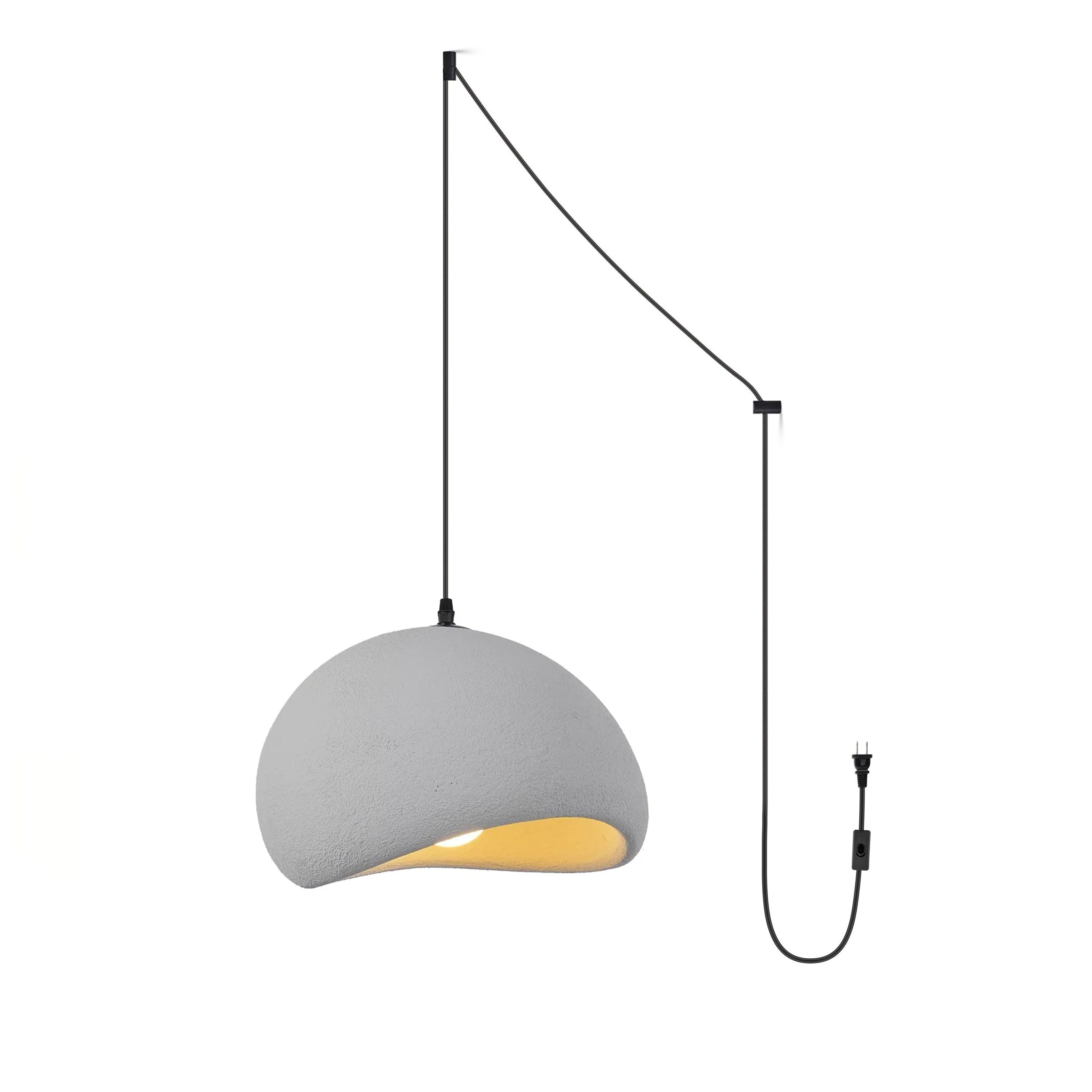 Solara Pendant Lamp Plaster Half Dome Plug In Wabi Sabi