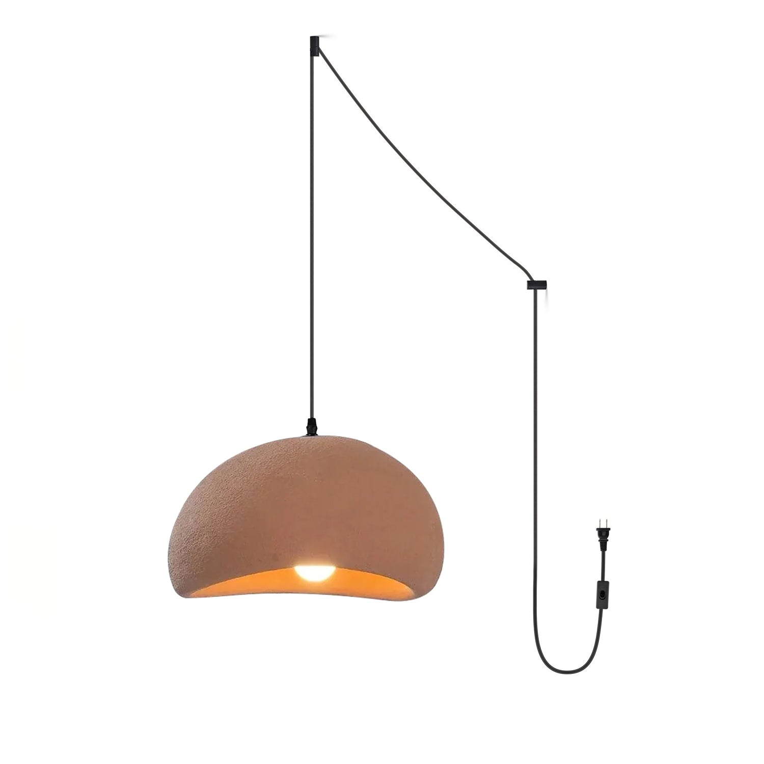 Solara Pendant Lamp Plaster Half Dome Plug In Wabi Sabi