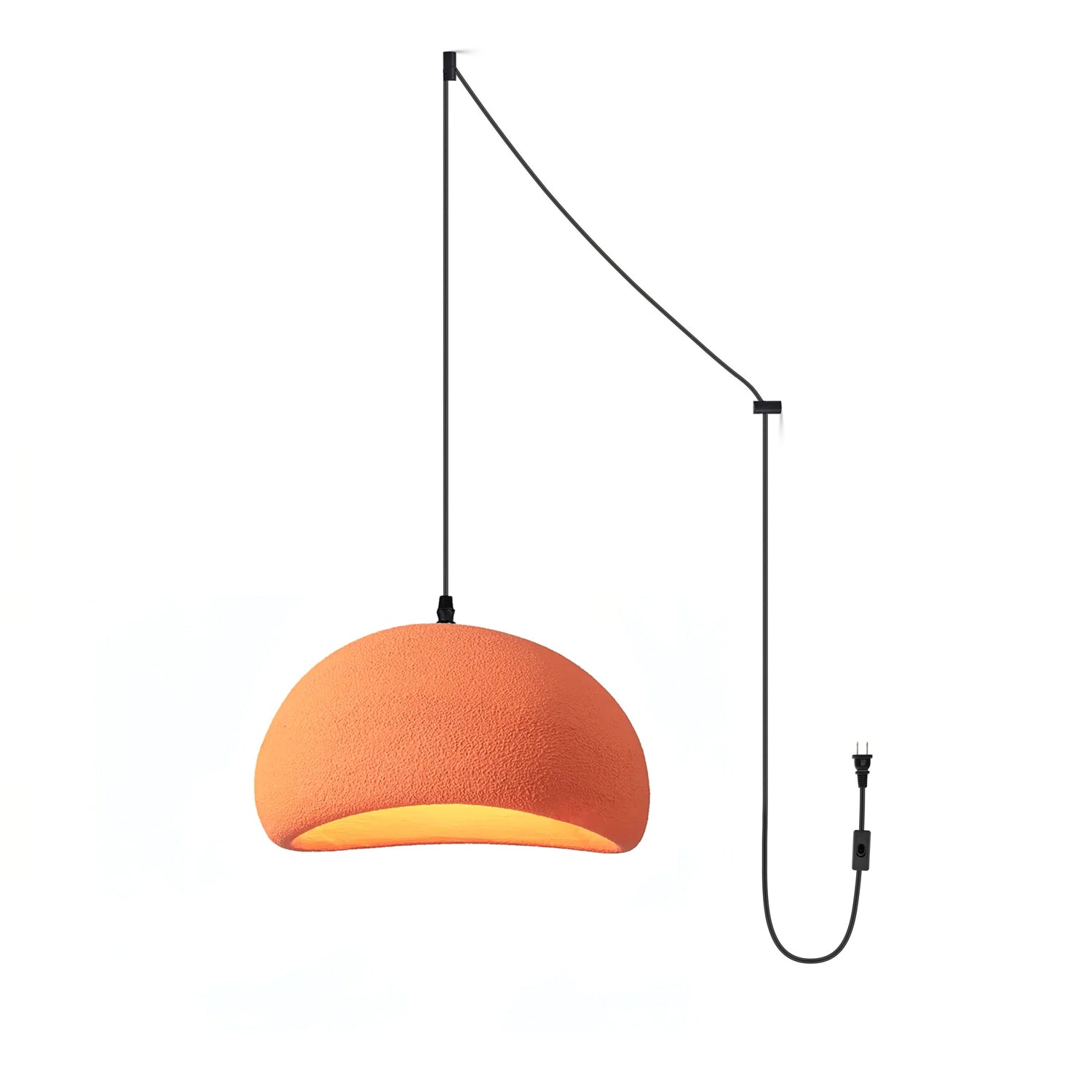 Solara Pendant Lamp Plaster Half Dome Plug In Wabi Sabi