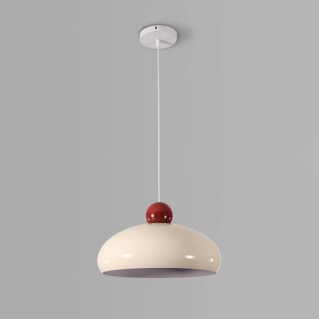 Suspension Abat-jour Dôme Blanc Accent Rouge Urban Retro
