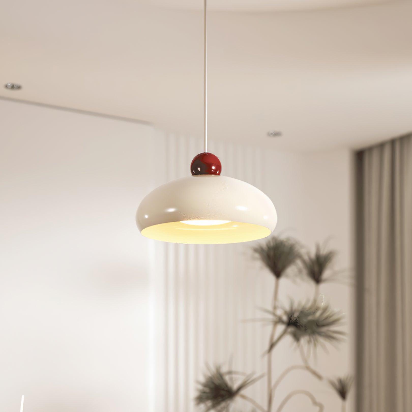 Suspension Abat-jour Dôme Blanc Accent Rouge Urban Retro