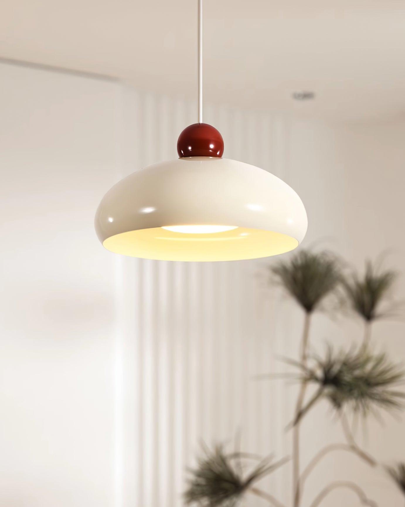Suspension Abat-jour Dôme Blanc Accent Rouge Urban Retro
