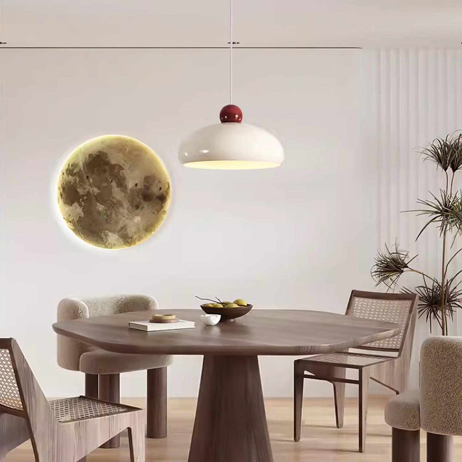 Suspension Abat-jour Dôme Blanc Accent Rouge Urban Retro