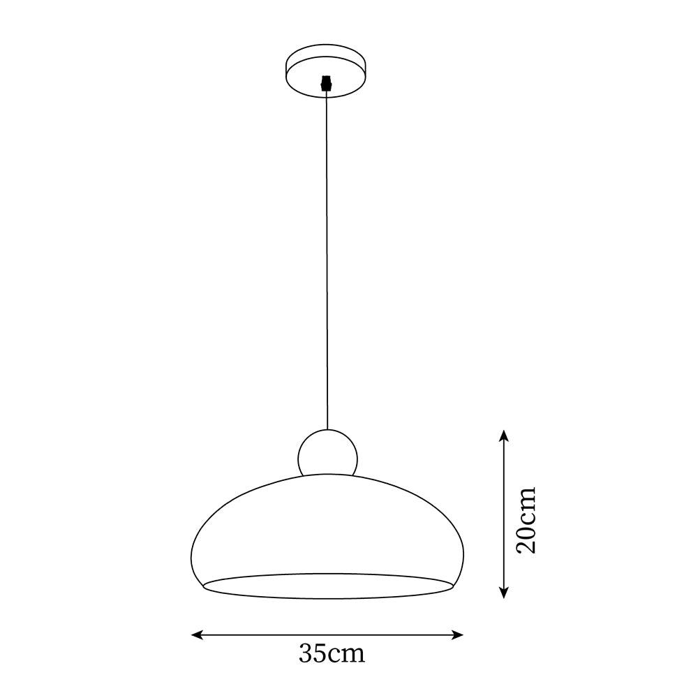 Suspension Abat-jour Dôme Blanc Accent Rouge Urban Retro
