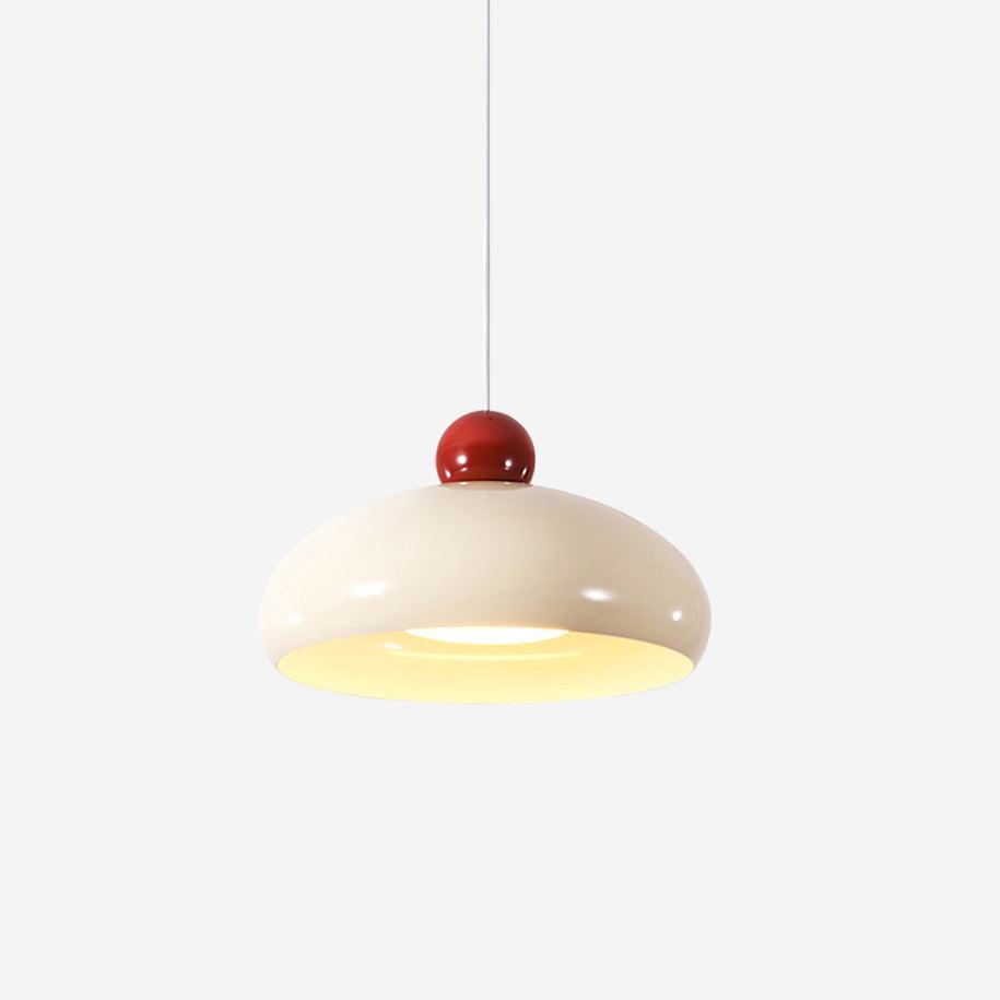 Suspension Abat-jour Dôme Blanc Accent Rouge Urban Retro