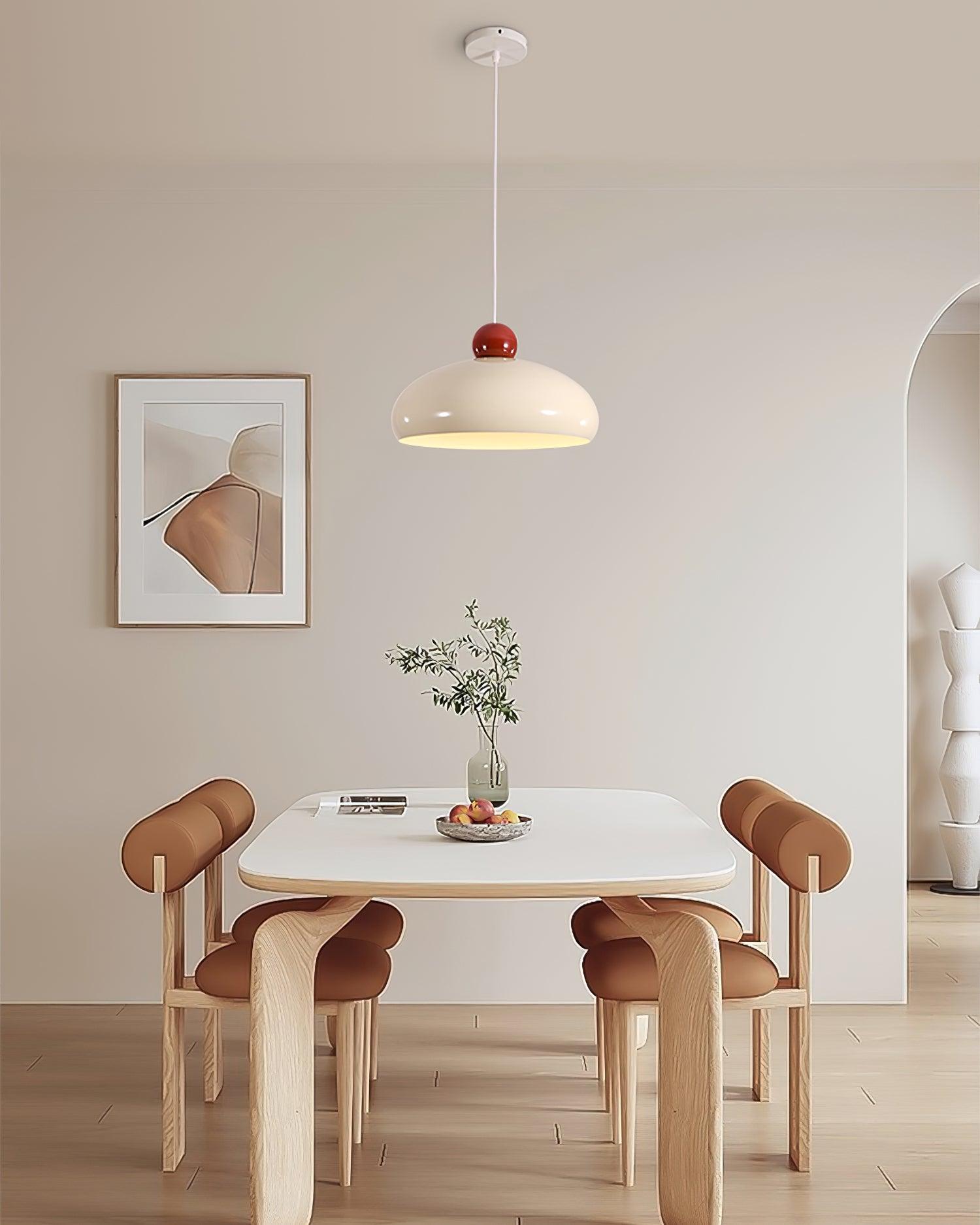 Suspension Abat-jour Dôme Blanc Accent Rouge Urban Retro