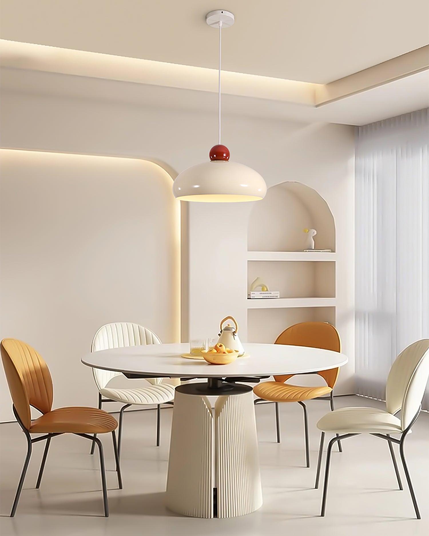 Suspension Abat-jour Dôme Blanc Accent Rouge Urban Retro