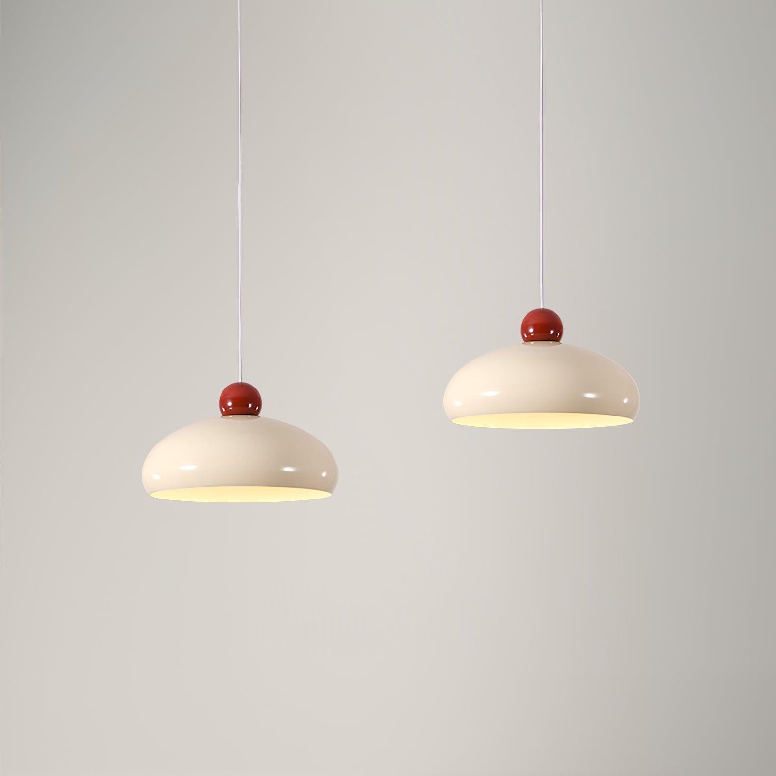 Suspension Abat-jour Dôme Blanc Accent Rouge Urban Retro