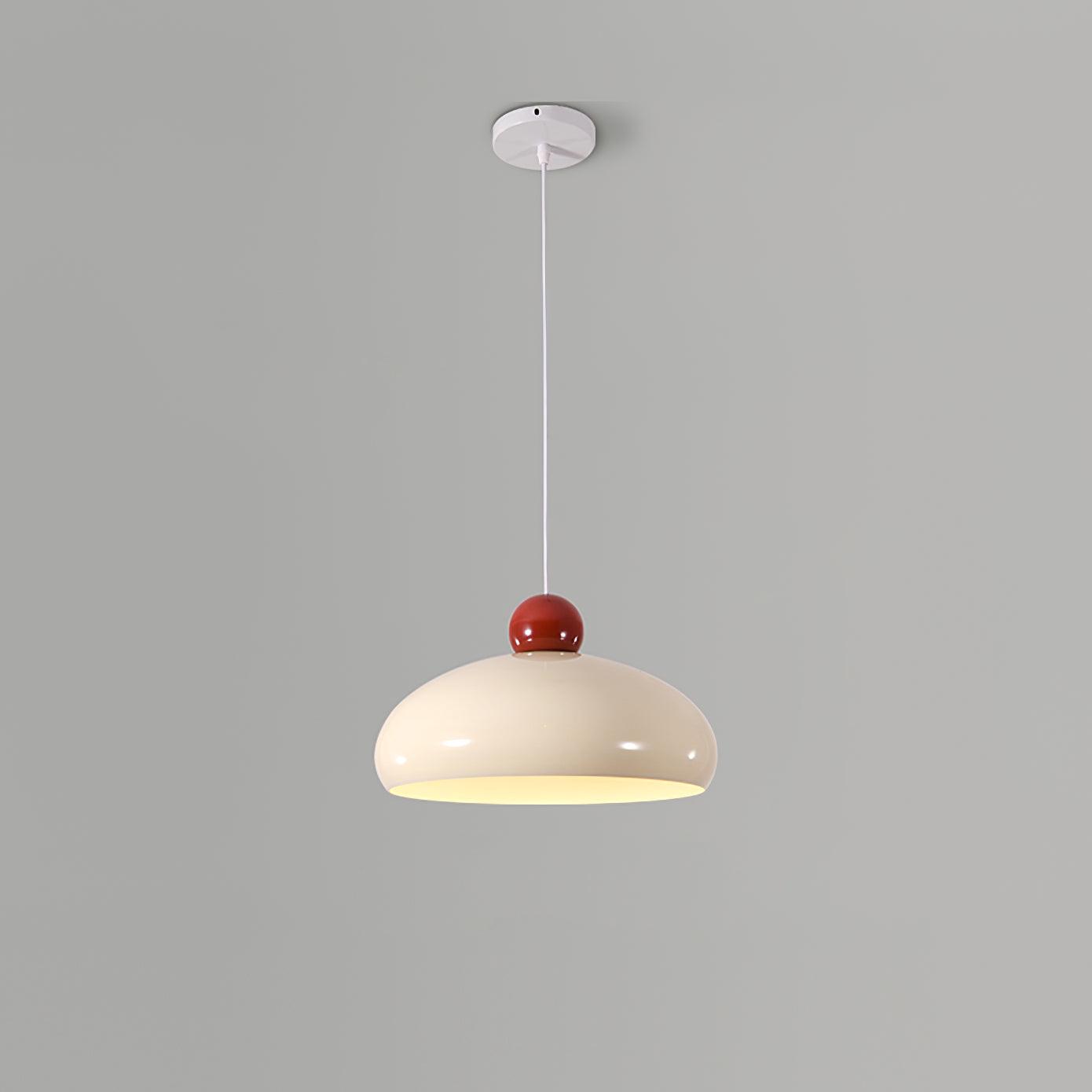 Suspension Abat-jour Dôme Blanc Accent Rouge Urban Retro
