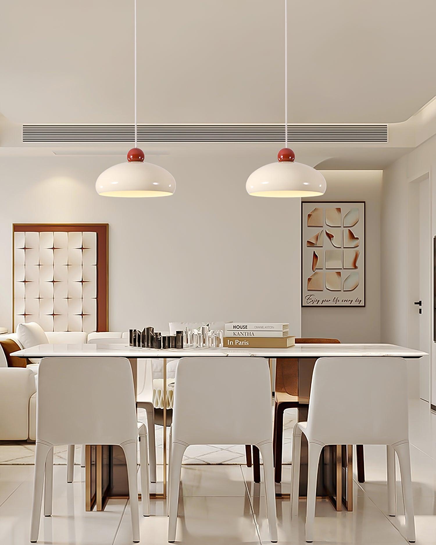 Suspension Abat-jour Dôme Blanc Accent Rouge Urban Retro