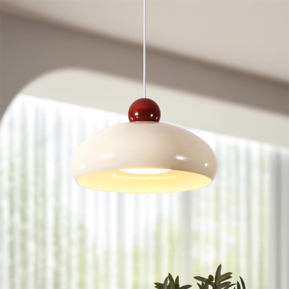 Suspension Abat-jour Dôme Blanc Accent Rouge Urban Retro