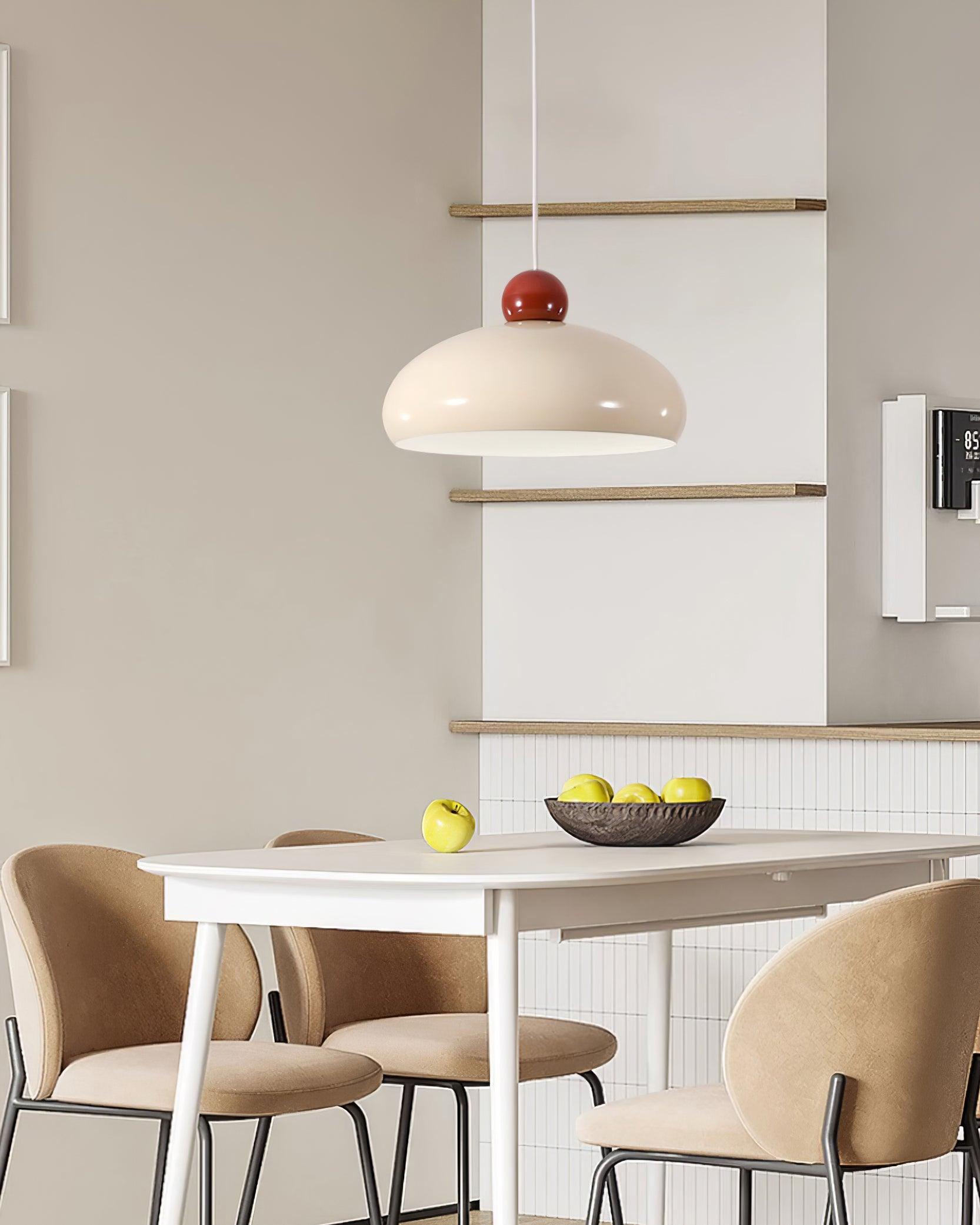 Suspension Abat-jour Dôme Blanc Accent Rouge Urban Retro