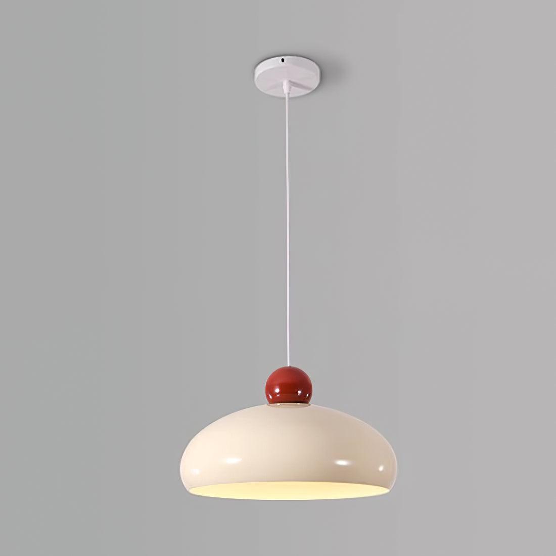 Suspension Abat-jour Dôme Blanc Accent Rouge Urban Retro