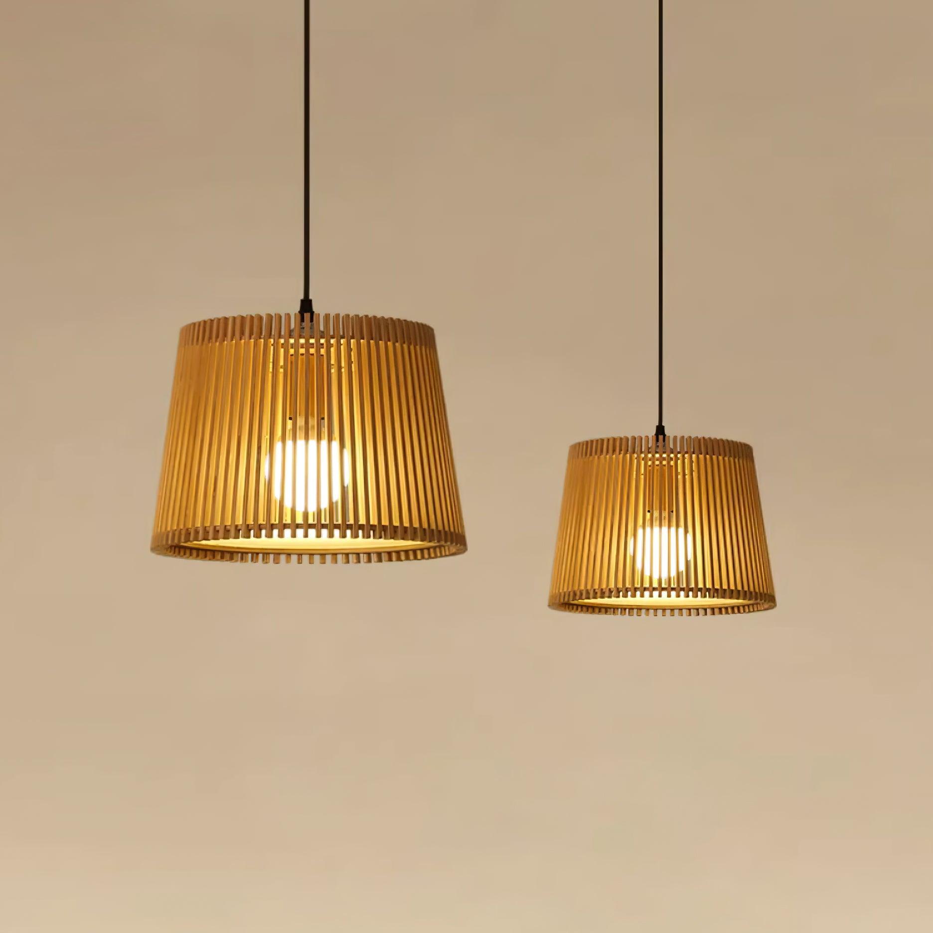 Kitami Lampe Suspendue Lamelles en Bois Bohème