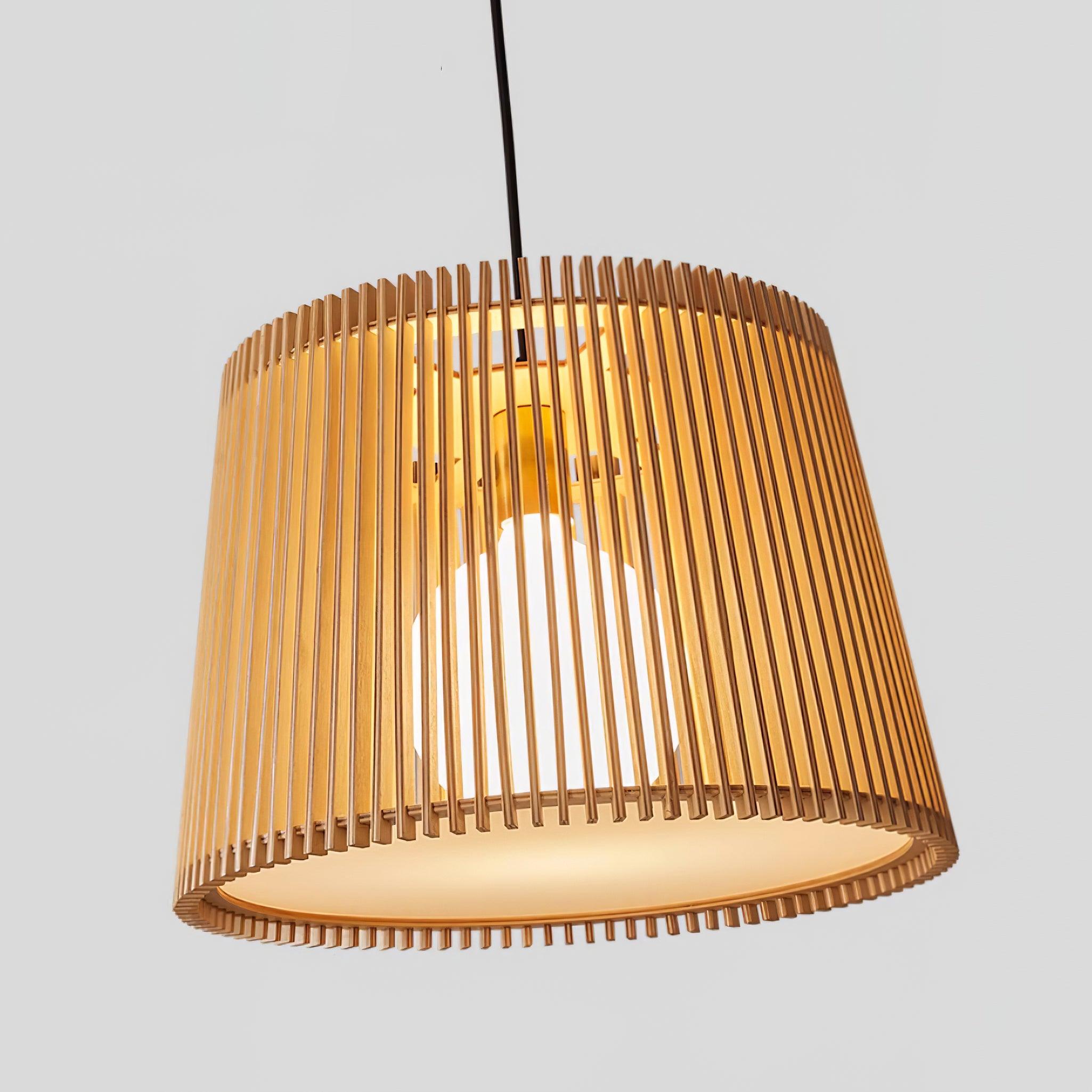 Kitami Lampe Suspendue Lamelles en Bois Bohème