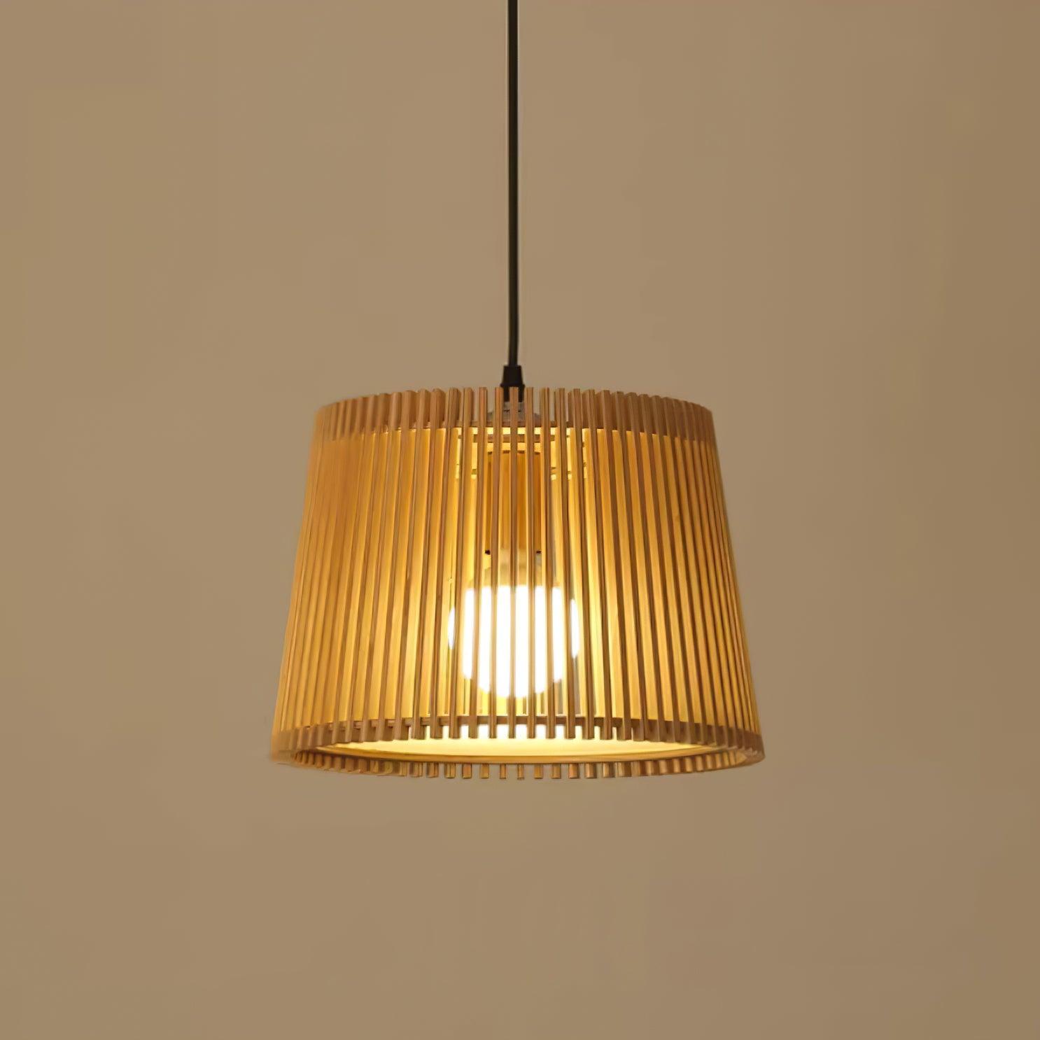 Kitami Lampe Suspendue Lamelles en Bois Bohème