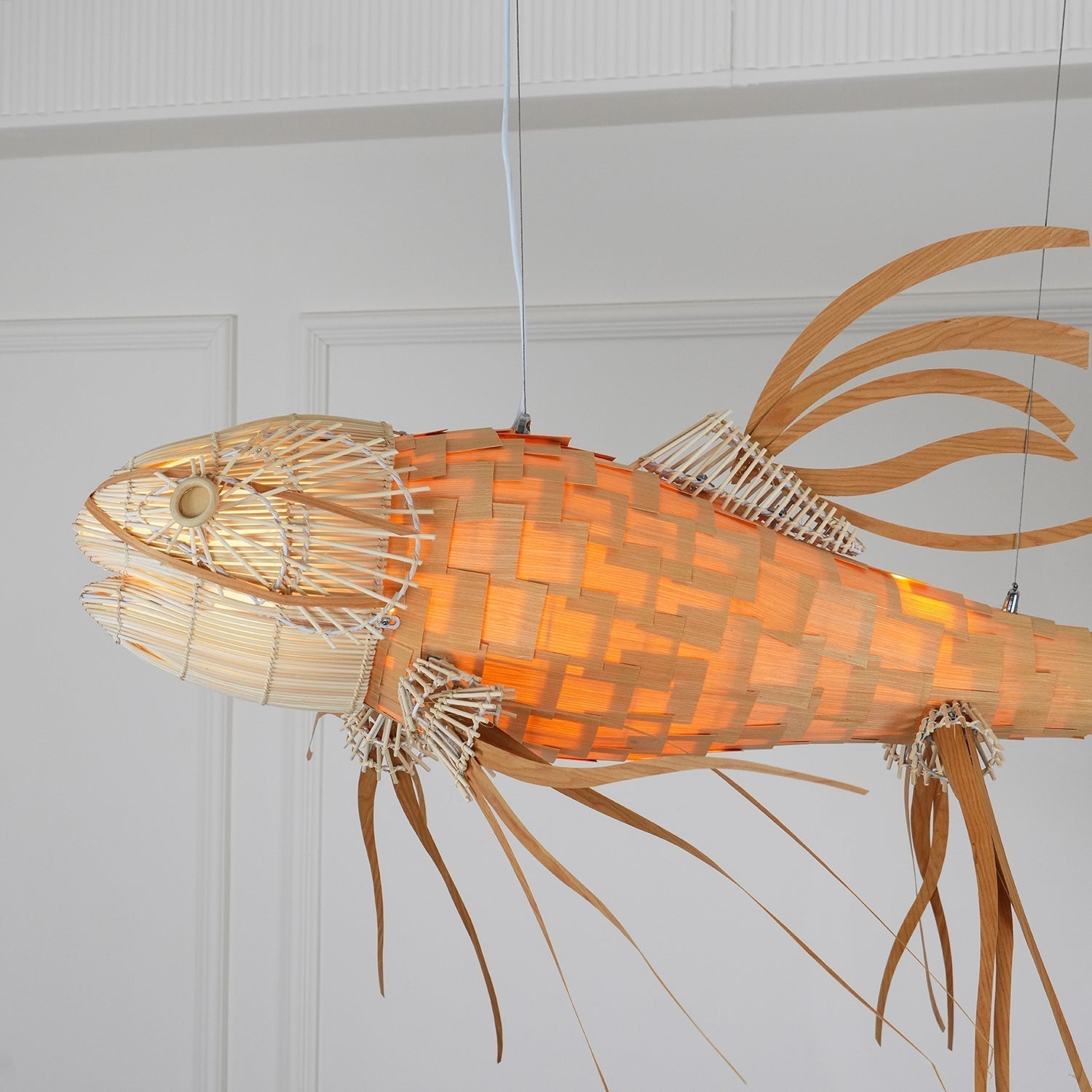 Lustra Lustre Bois Poisson Artisanal