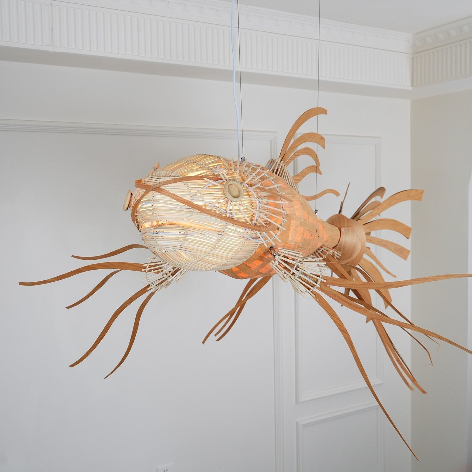 Lustra Lustre Bois Poisson Artisanal