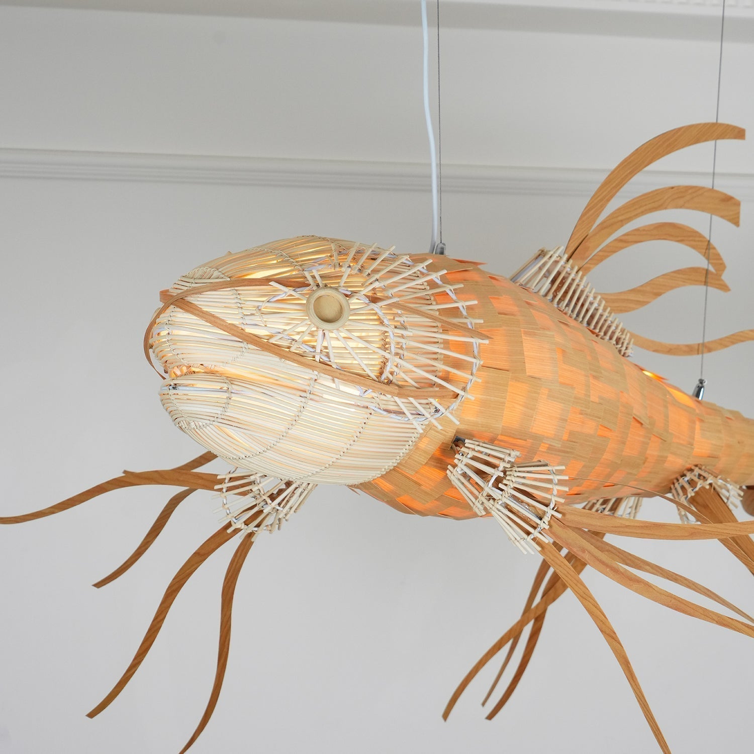 Lustra Lustre Bois Poisson Artisanal