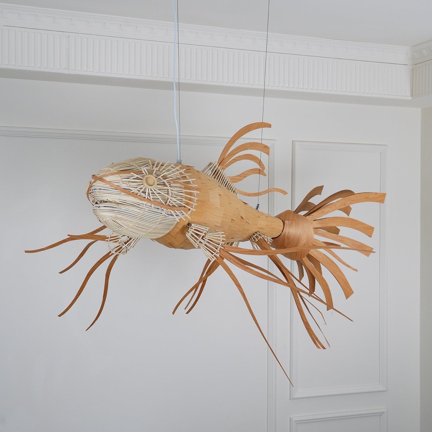 Lustra Lustre Bois Poisson Artisanal