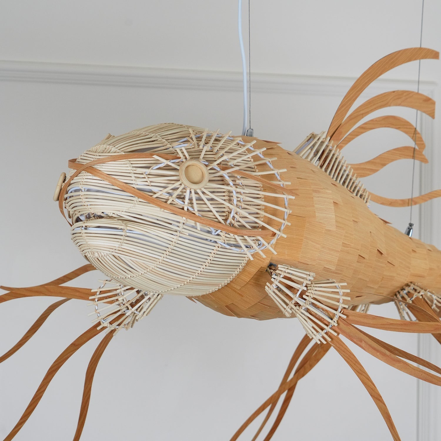 Lustra Lustre Bois Poisson Artisanal