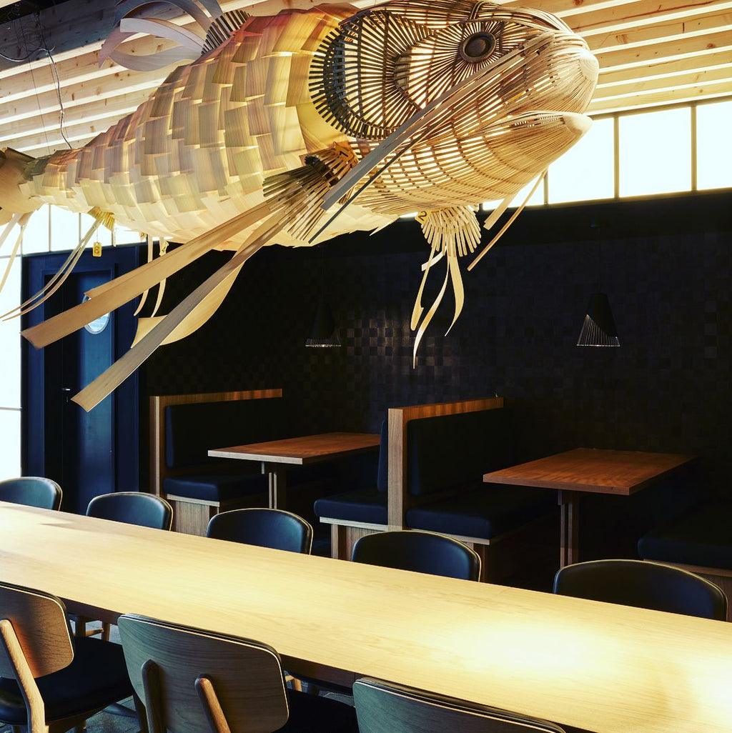 Lustra Lustre Bois Poisson Artisanal