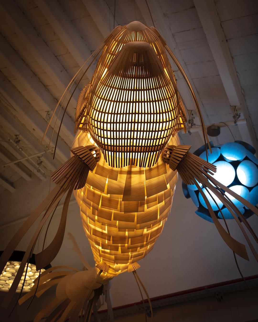 Lustra Lustre Bois Poisson Artisanal