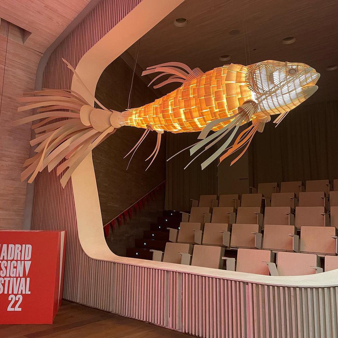 Lustra Lustre Bois Poisson Artisanal