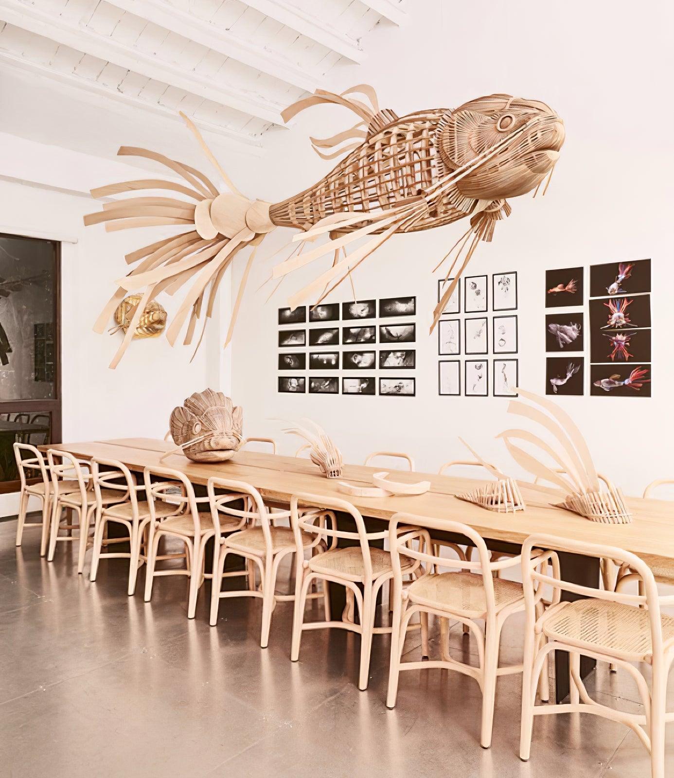 Lustra Lustre Bois Poisson Artisanal
