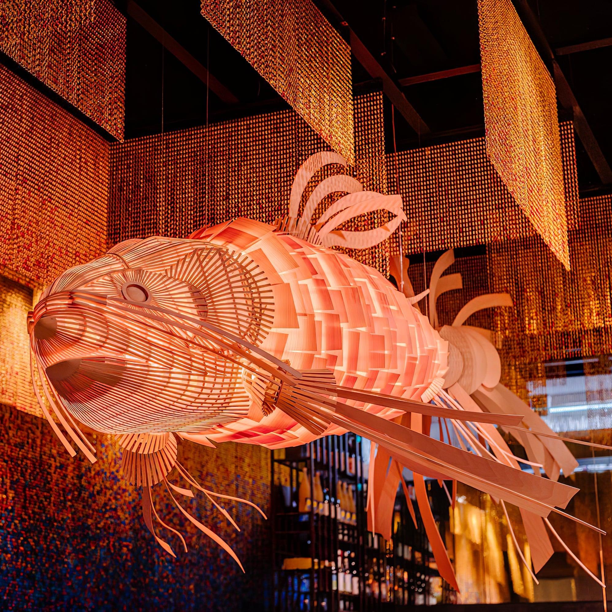 Lustra Lustre Bois Poisson Artisanal