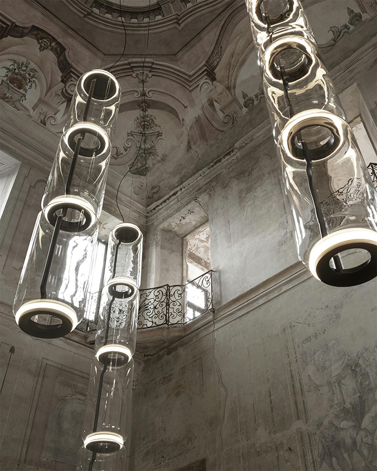 Virelo Suspension Cylindrique en Verre Empilé