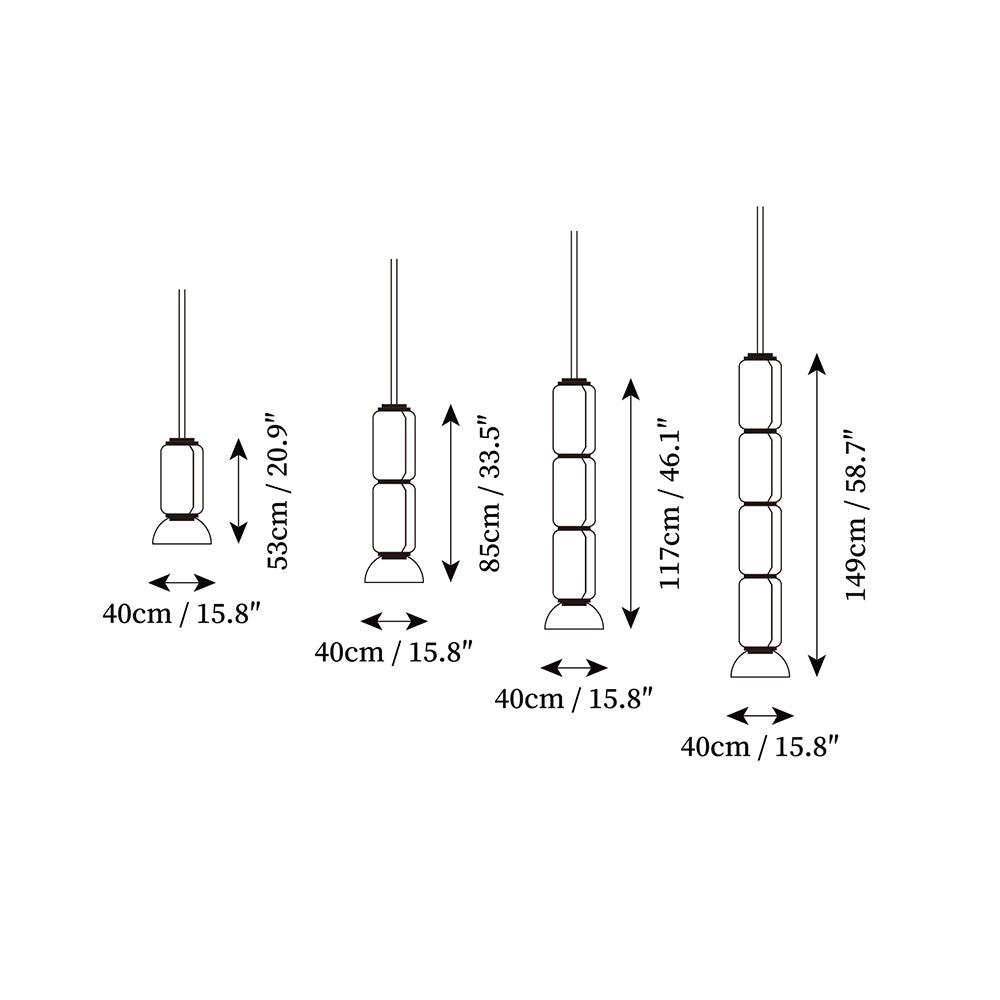 Virelo Suspension Cylindrique en Verre Empilé