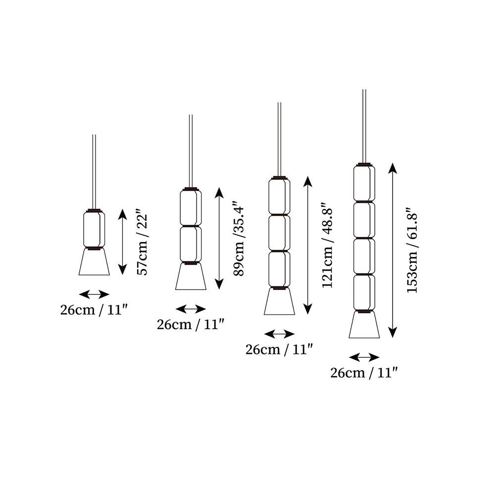 Virelo Suspension Cylindrique en Verre Empilé