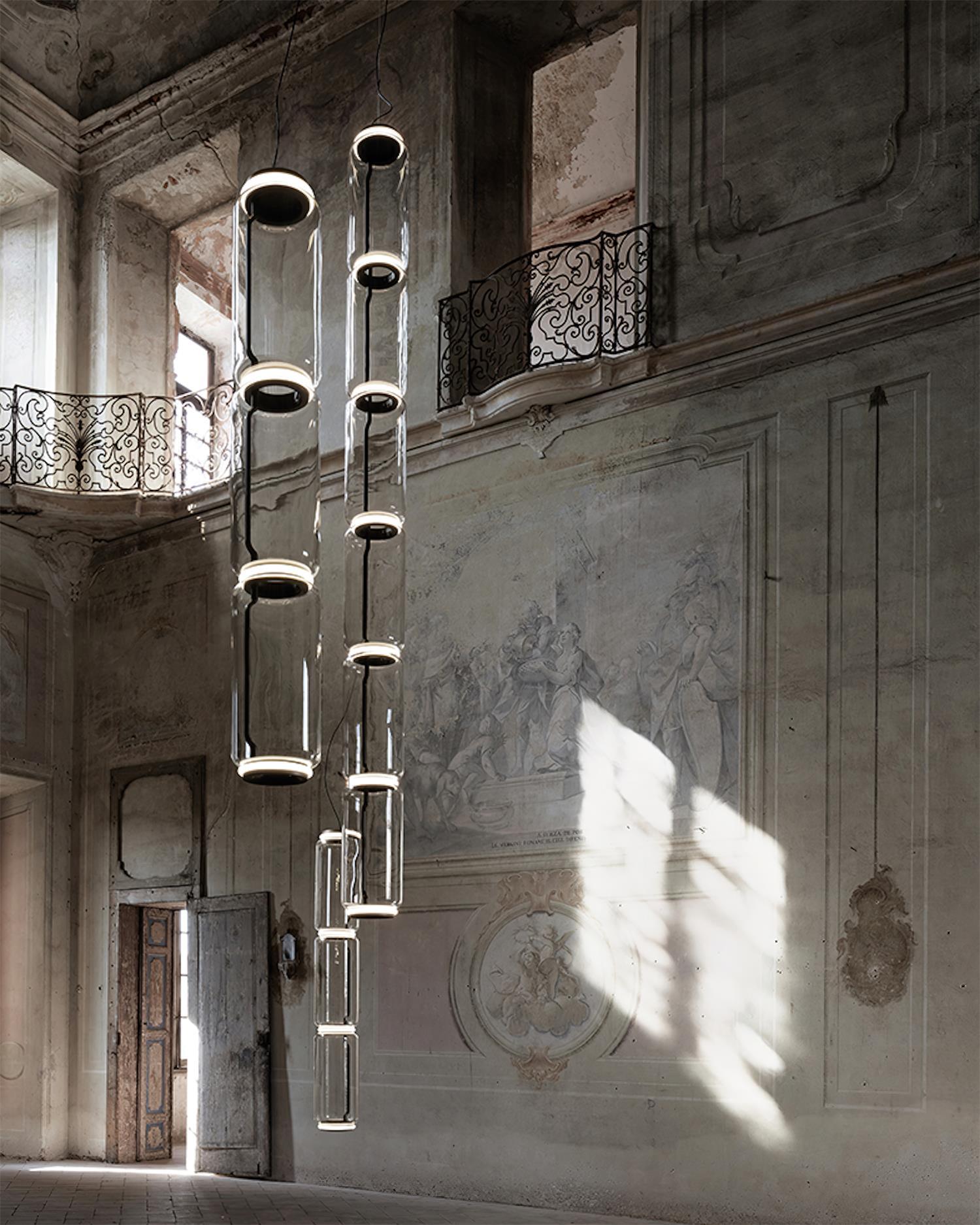 Virelo Suspension Cylindrique en Verre Empilé